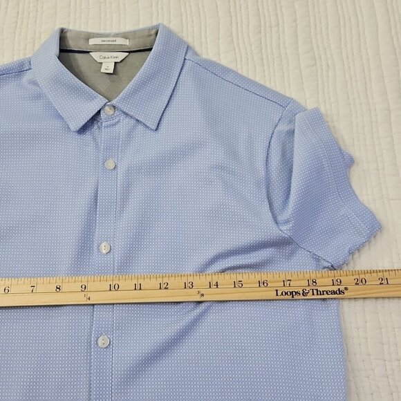 Calvin Klein Mercerized Button Up Shirt Men's Medium Baby Blue Geometric EUC LN - Picture 10 of 15
